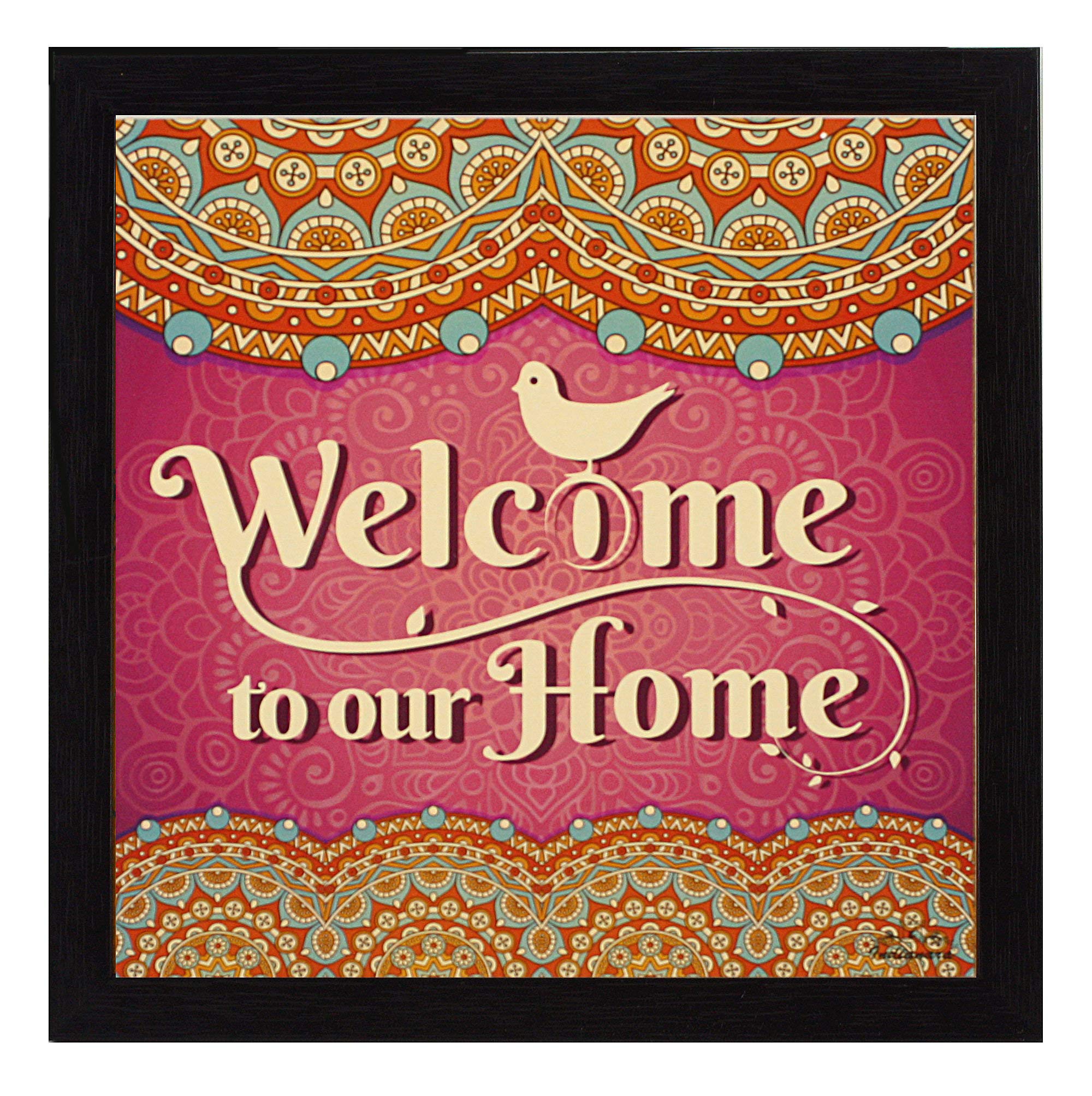 Indianara 3 Piece Set of Framed Wall Hanging Welcome Home Decor Art (1519) Prints 8.7 inch X 8.7 inch Without Glass (9.5 inch x